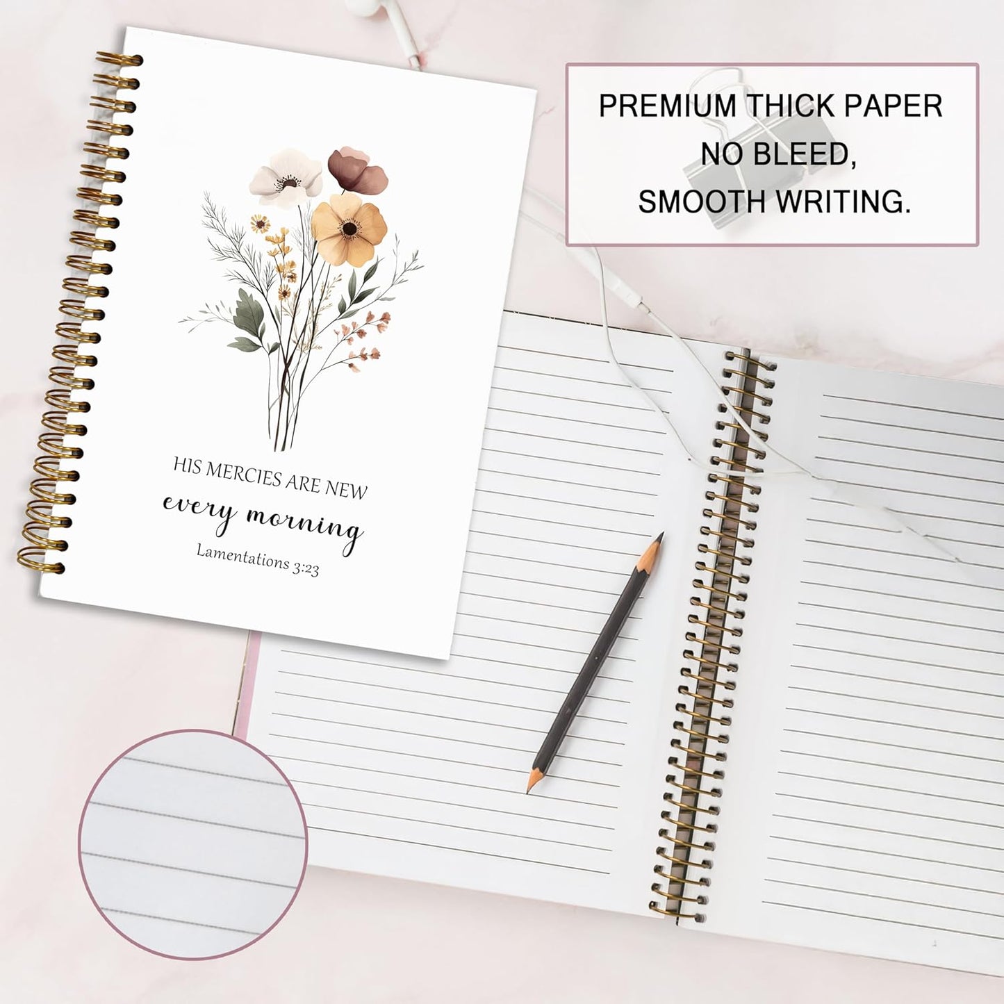 YOU FOUND ME Bible Journal, A5 SpiralChristian Journal with Floral Notebook, HIS MERCIES ARE NEW EVERY MORNING, Bible Verse Gifts for Women Birthday Christmas, Sunday School, Office Supplies