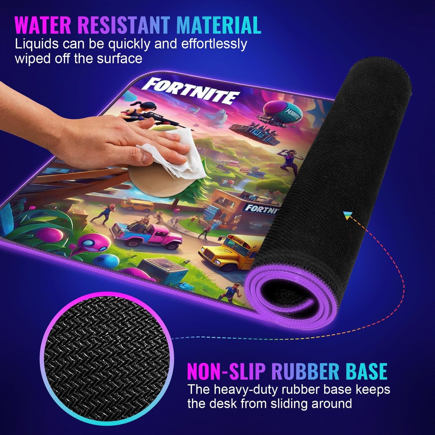 Gaming Mouse Pad - Desk Mat Gaming Mouse Pad, 90x40 Extra Medium Large Extended Big Long Huge XL XXL and XXXL RGB LED Light Mousepad for a Computer, PC Mats Mousepads Battlefield Blitz