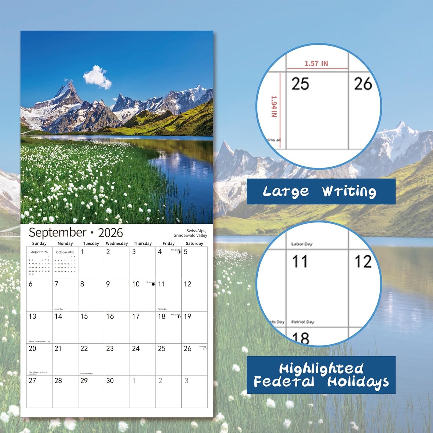 2026 Wall Calendar,Calendar 2026, July 2025 - December 2026, Wall Calendar Exotic Destinations, 12" x 24" Opened,Full Page Months Thick & Sturdy Paper for Calendar Organizing & Planning