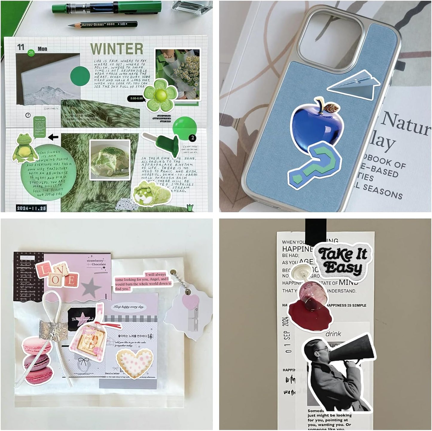 400 PCS Cute Stickers,Aesthetic Motivational and Inspirational Stickers for Adults, Teens, Laptops, Water Bottles, Journals, INS Style Summer Sticker for Journaling, Planners and Scrapbooks