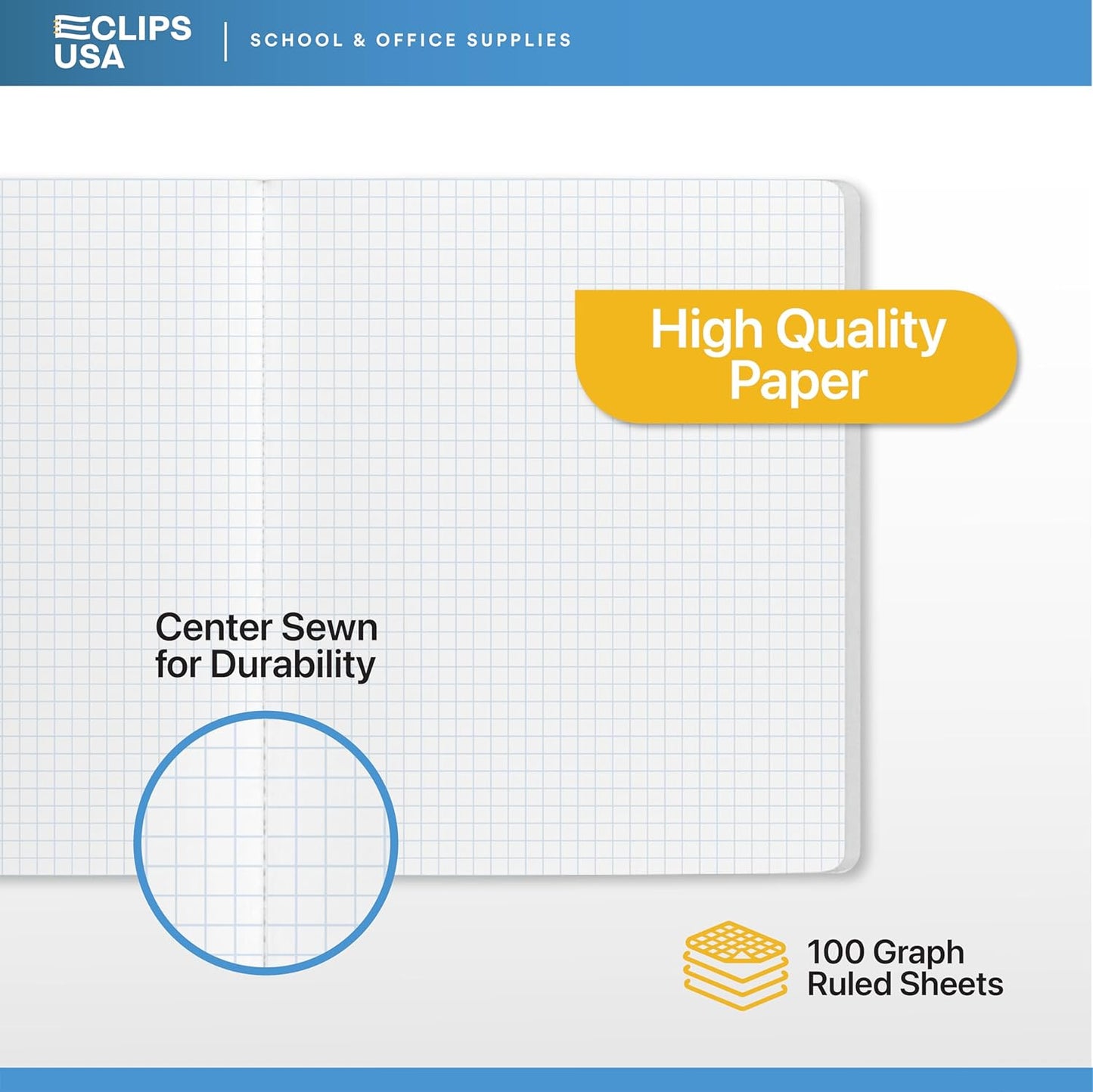 E-CLIPS USA Composition Notebooks, Quad Ruled, Graph Paper Composition Notebook, Hard Cover Marble Graph Composition Notebook, 100 sheets, 9.75″ x 7.50″ (4 Pack)