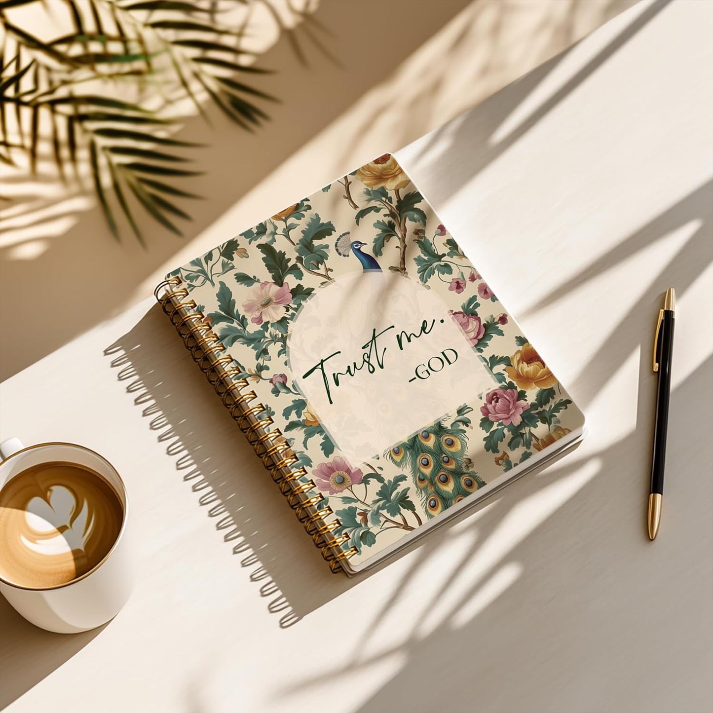 Bible Notebook, A5 Spiral Christian Journal with Floral Pink Butterfly Notebook, Trust Me God, Inspirational Notebooks for Women, Bible Study, Gift for Birthday Christmas