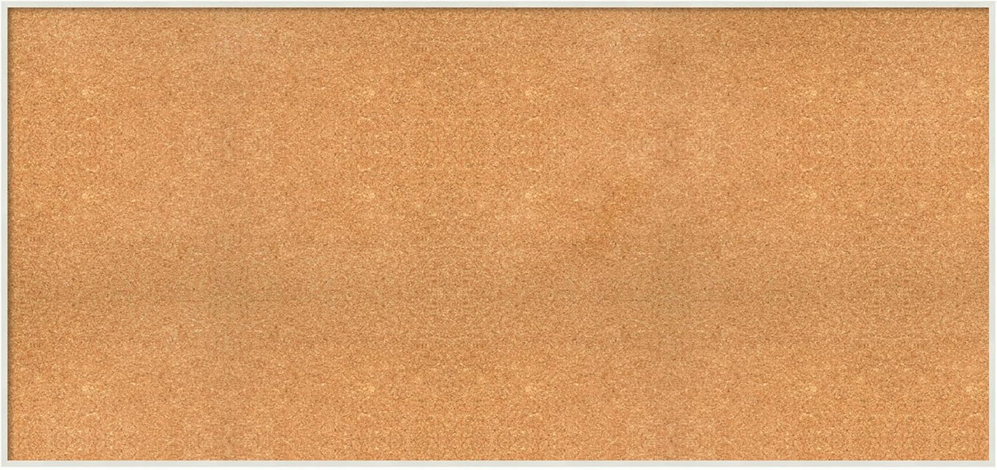 Amanti Art Natural Cork Board for Wall, 29x61 Vision Board with White Frame, Oversize Corkboard Office Decor for Home Organization, Modern Corkboard Pinboard to Display Items for Home Organization in