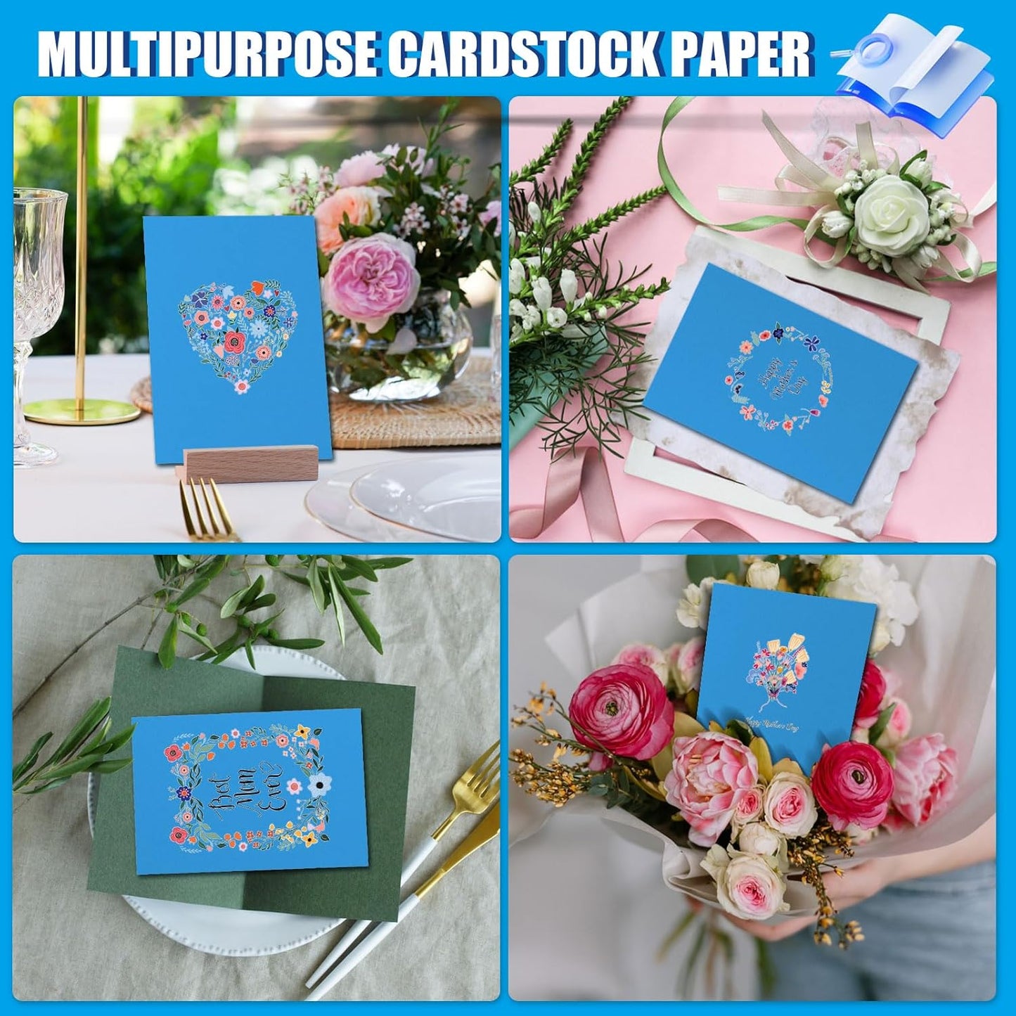 MixTeach 100 Sheets Sea Blue Cardstock 8.5 x 11 Inch Thick Cardstock Paper, 250gsm/92lb Double Sided Sea Blue Cardstock Printer Paper for Cards Making Crafts Scrapbook Invitations Drawing Printing