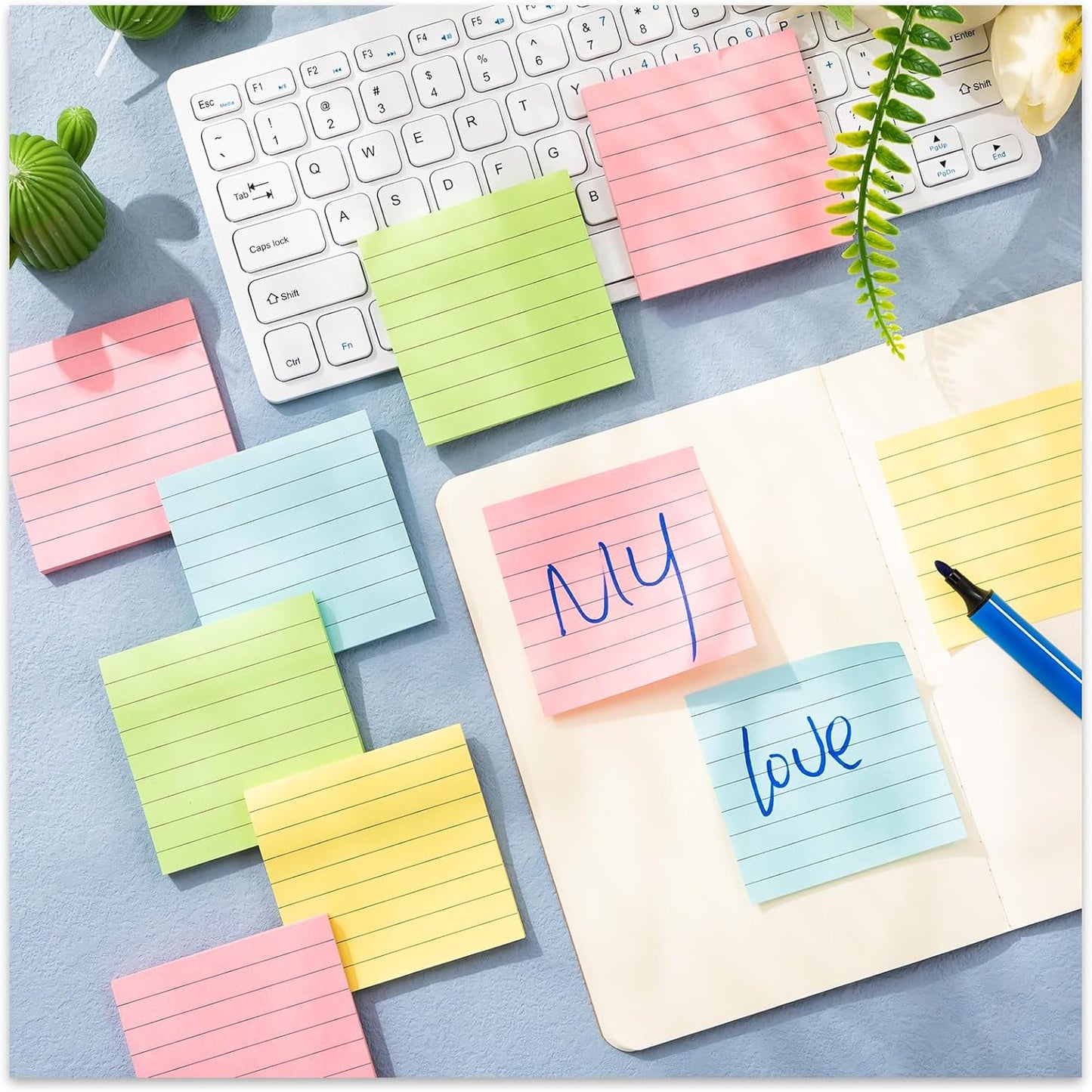 Fainne 120 Pack Sticky Notes 3x3 Bulk Back to School Supplies Self Stick Note Pads Lined Adhesive Paper Memo Colorful Gifts for First Day of School Student Teacher Office, 50 Sheets/Pad