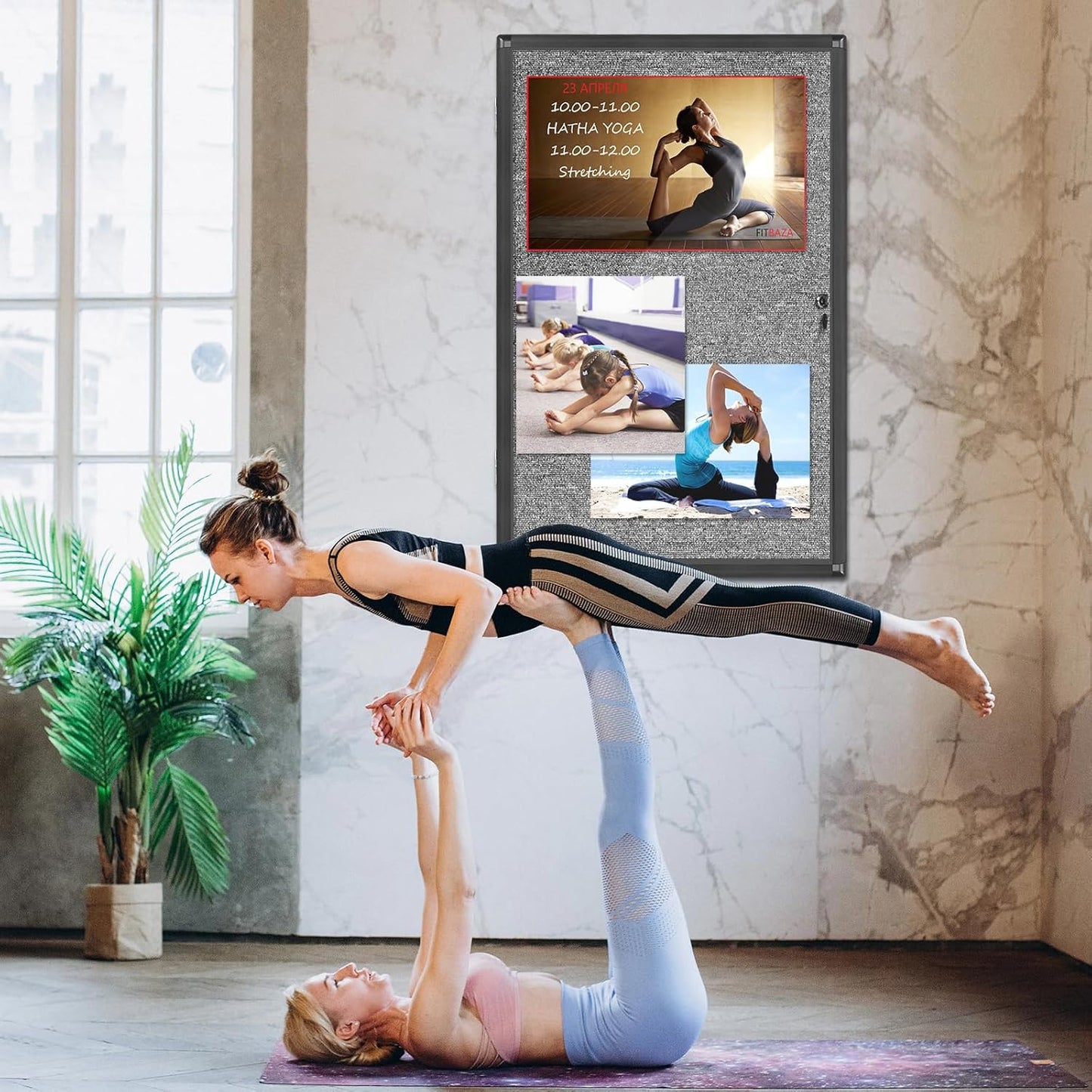 Outdoor Enclosed Bulletin Board, Grey Felt Weatherproof Notice Noticeboard with Clear Acrylic Locking Door, Wall-Mounted Black Aluminum Framed Display Case,36x24in (5xA4)