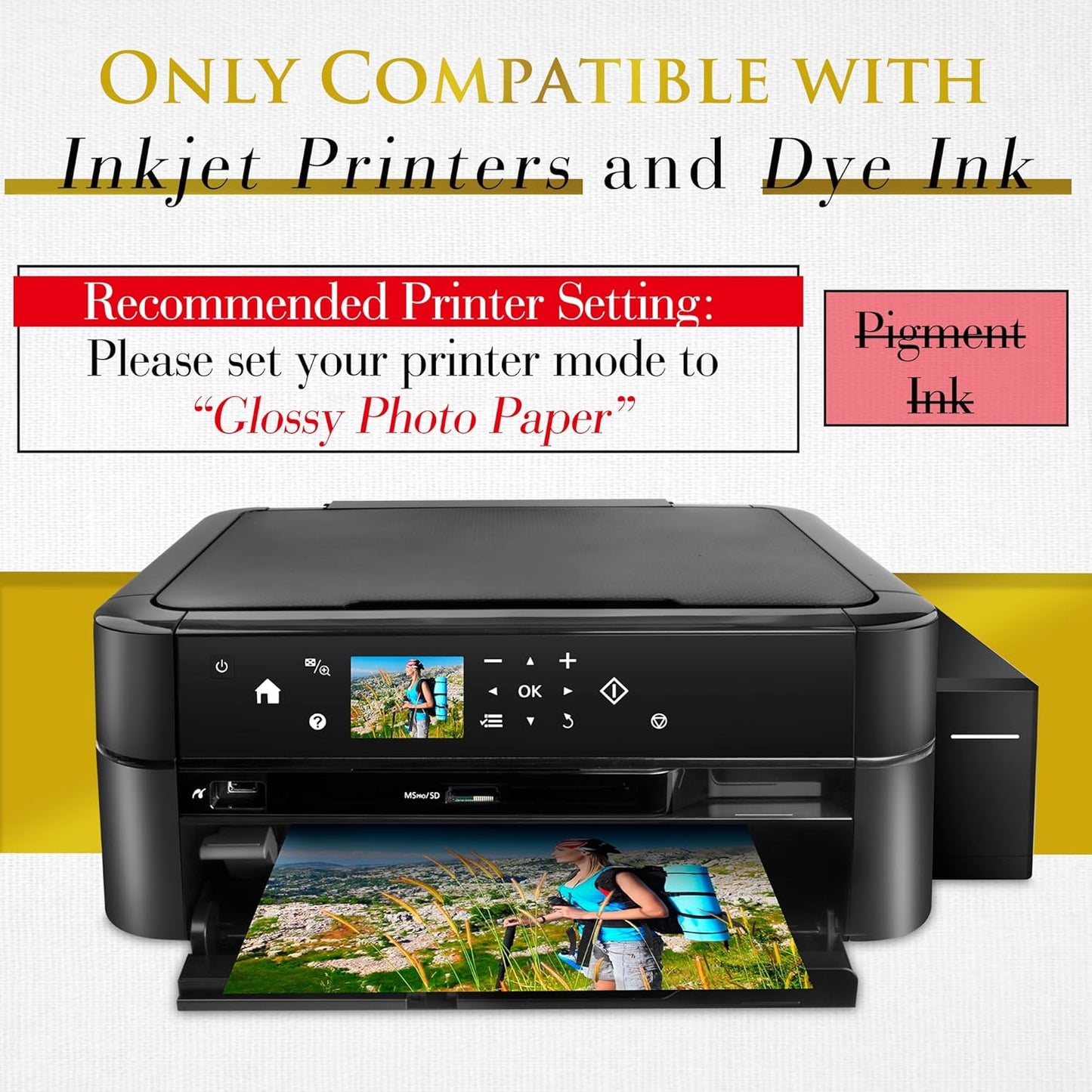 A-SUB Inkjet Glossy Photo Paper 8.5X11 Inches 48lb 180gsm Professional Glossy Photographic Paper for Inkjet Printers Dye Ink 100 Sheets