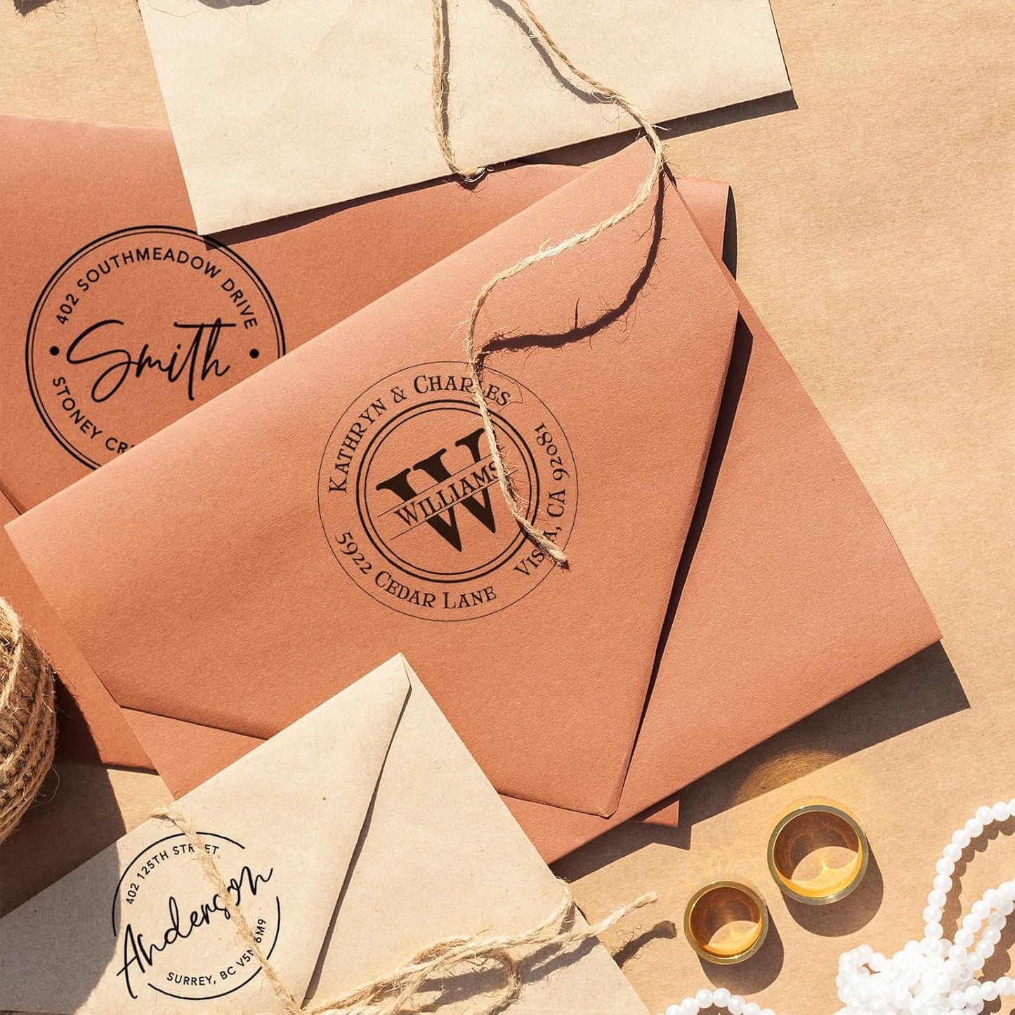 Custom Address Stamp - Self Inking Personalized Rubber Stamp for Mailing Envelopes, Packages, Wedding Invites & Business Mail (Round)