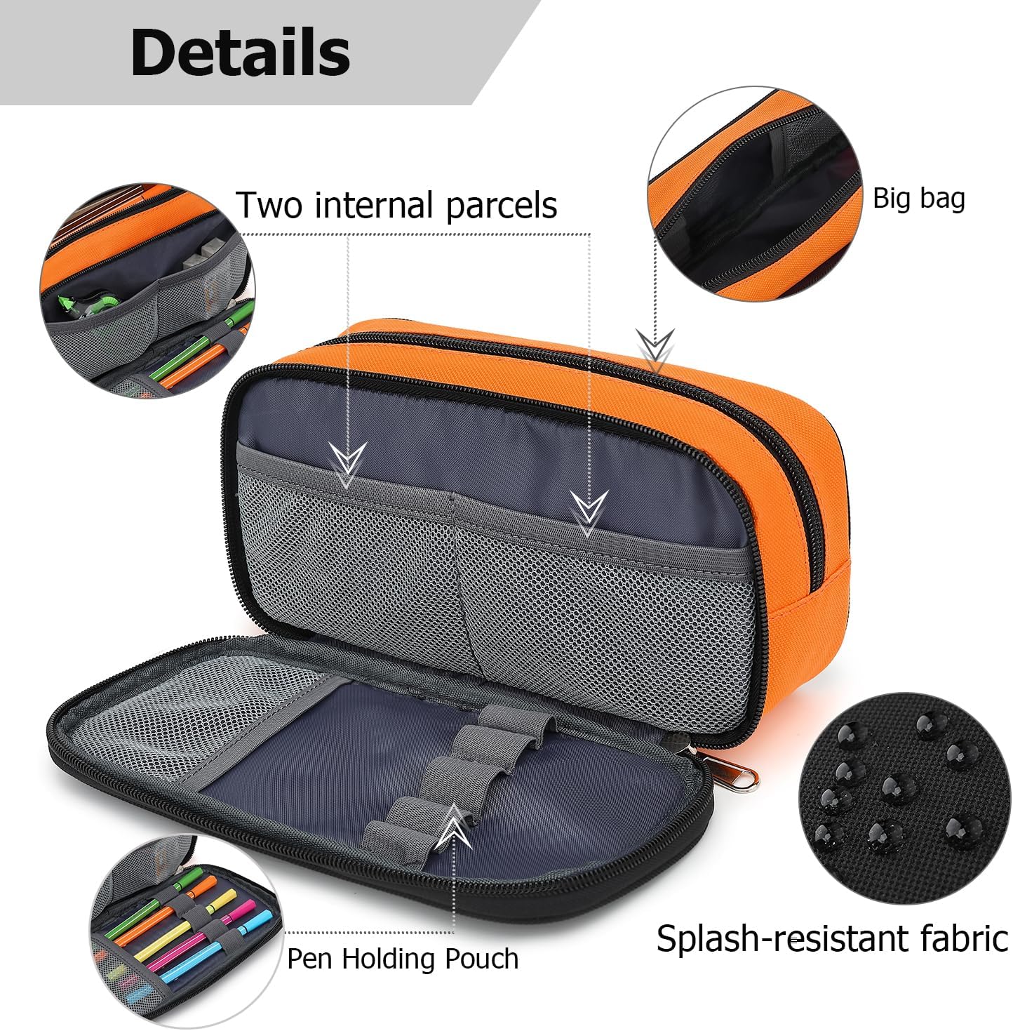 Large Capacity Pencil Case Multi-Slot Pencil Pouch Durable Pencil Box Portable Office Pen Bag with Zipper