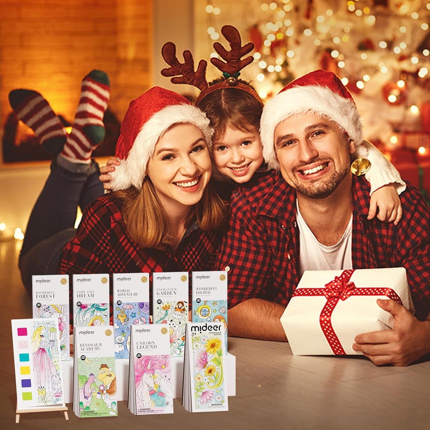 MiDeer Watercolor Painting Book for Kids Ages 4-8, Pocket Watercolor Painting Book Arts and Crafts for Toddlers, Travel Activities Paint with Water Coloring Book Set for Kids 3-8 (Wonder Forest)