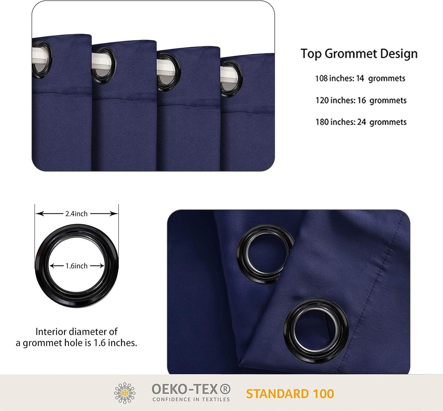 BONZER Room Divider Curtain Total Privacy Wall Extra Wide Thermal Insulated Blackout Curtains for Slide Window, 96L x 150W Inch (8L x 12.5W ft), 1 Panel, Navy