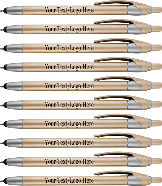 Personalized Pens in BLUE INK With your Custom Logo or Text Pens-Pack of 450- for Marketing, Parties, and Events, 2 in 1 Capacitive Stylus & Ballpoint Pen Compatible With Touchscreen Devices, Gold