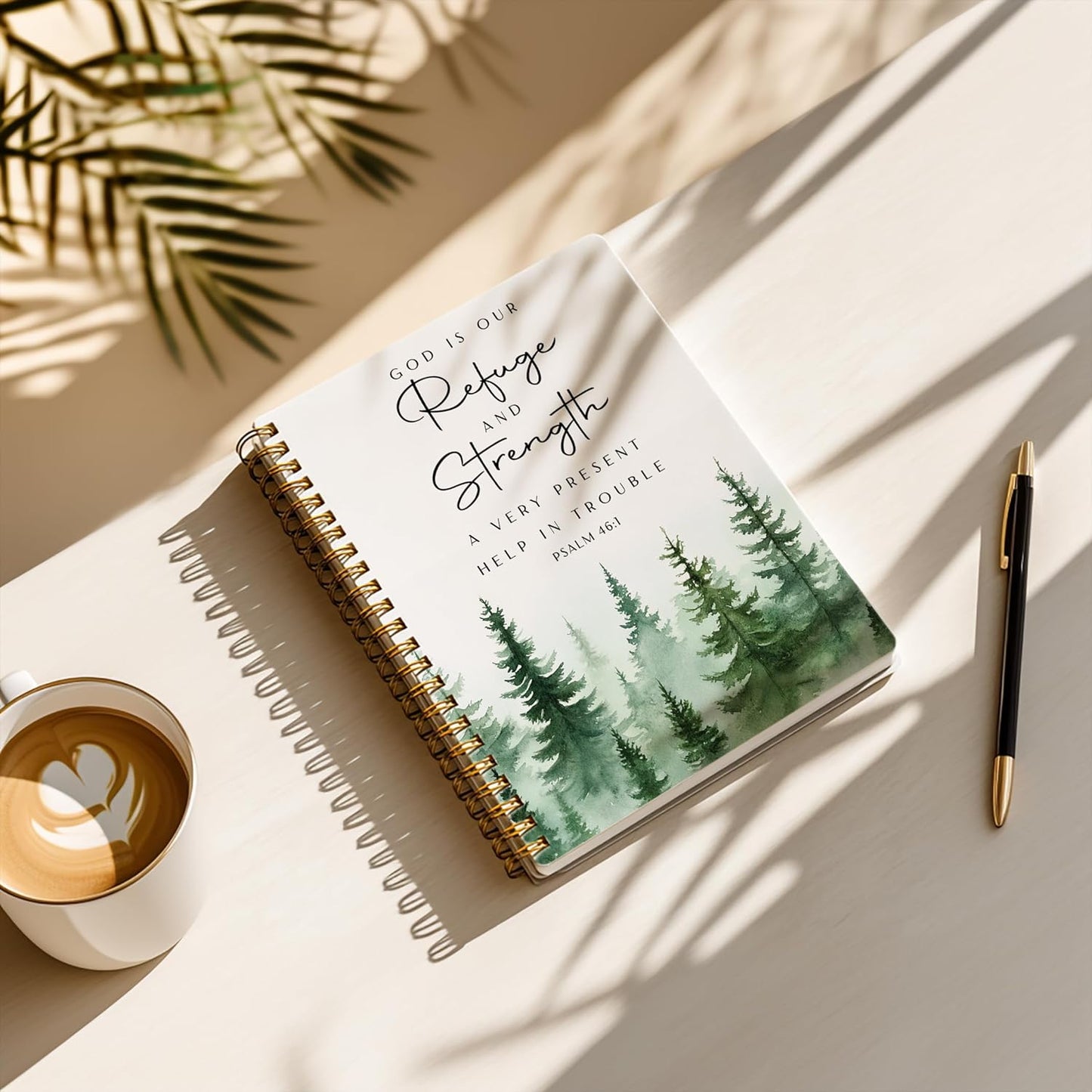 YOU FOUND ME Bible Journal, A5 Spiral Christian Bible Journal with Pink Cherry Notebook, God is Our Refuge and Strength, Bible Verse Gift for Women Birthday Christmas, Sunday School, Office Supplies