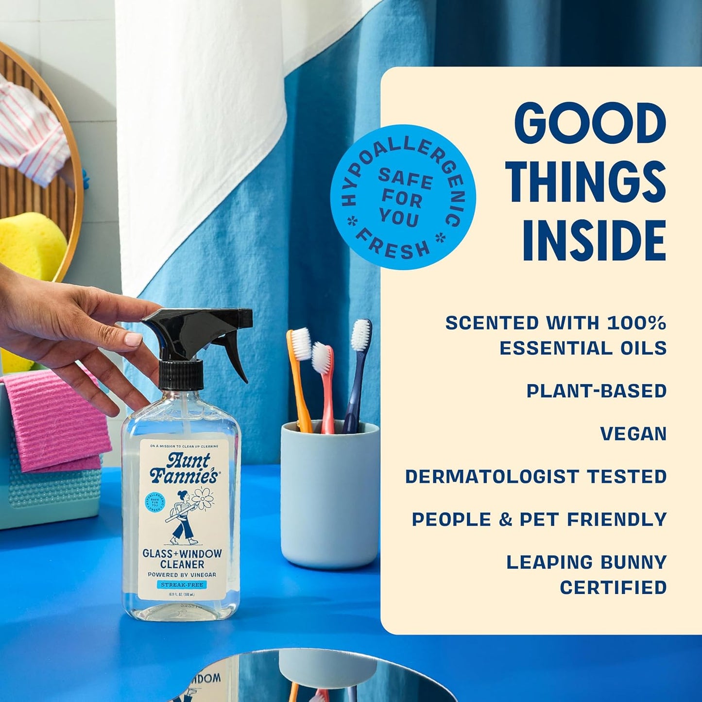 Aunt Fannie's Glass & Window Cleaning Vinegar Spray, Natural Streak-Free Spray, 16.9 Ounces (Pack of 6)