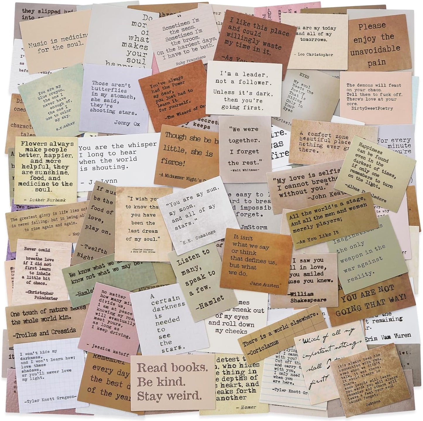 LakoArt 120 Pieces Non-repetitive Retro Typewriter Style Motivational Quote Stickers, Inspirational Vintage Journaling Stickers, Famous Words Scrapbook Sticker for Planner Bullet Junk Journal Laptop