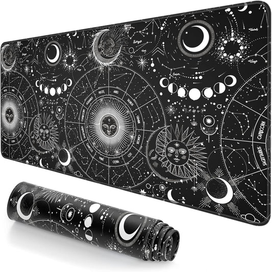 Extended Large Mouse Pad, XXL Gaming Mousepad 31.5 x 15.7 Inch, Big Computer Keyboard Desk Pad, Waterproof Mouse Mat with Stitched Edges and Non-Slip Base for Office Gaming, Sun Moon