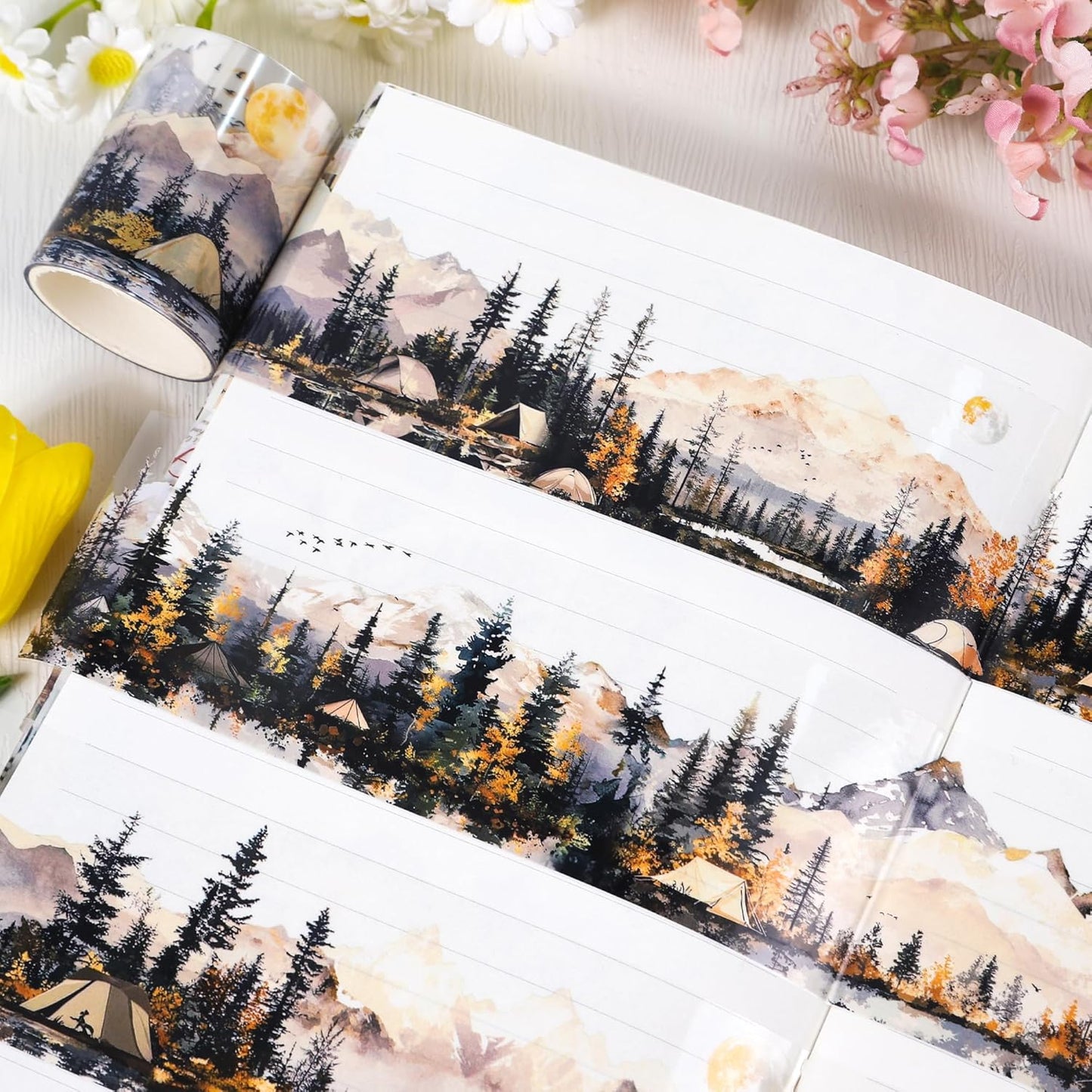 PET Tape for Journal Scrapbooking - Scenery Sunset Journal PET Tape Scrapbook Supplies, Notebook Scrapbook Bottle Crafts Décor