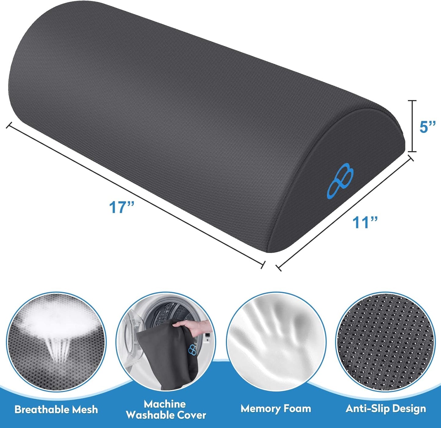 StepLively Foot Rest Ergonomic Pillow for Under Desk at Work, Anti-Fatigue Footrest Support Pillow for Fatigue & Pain Relief, Comfortable for Office Chair, Car Seat & Gaming Chair - Grey