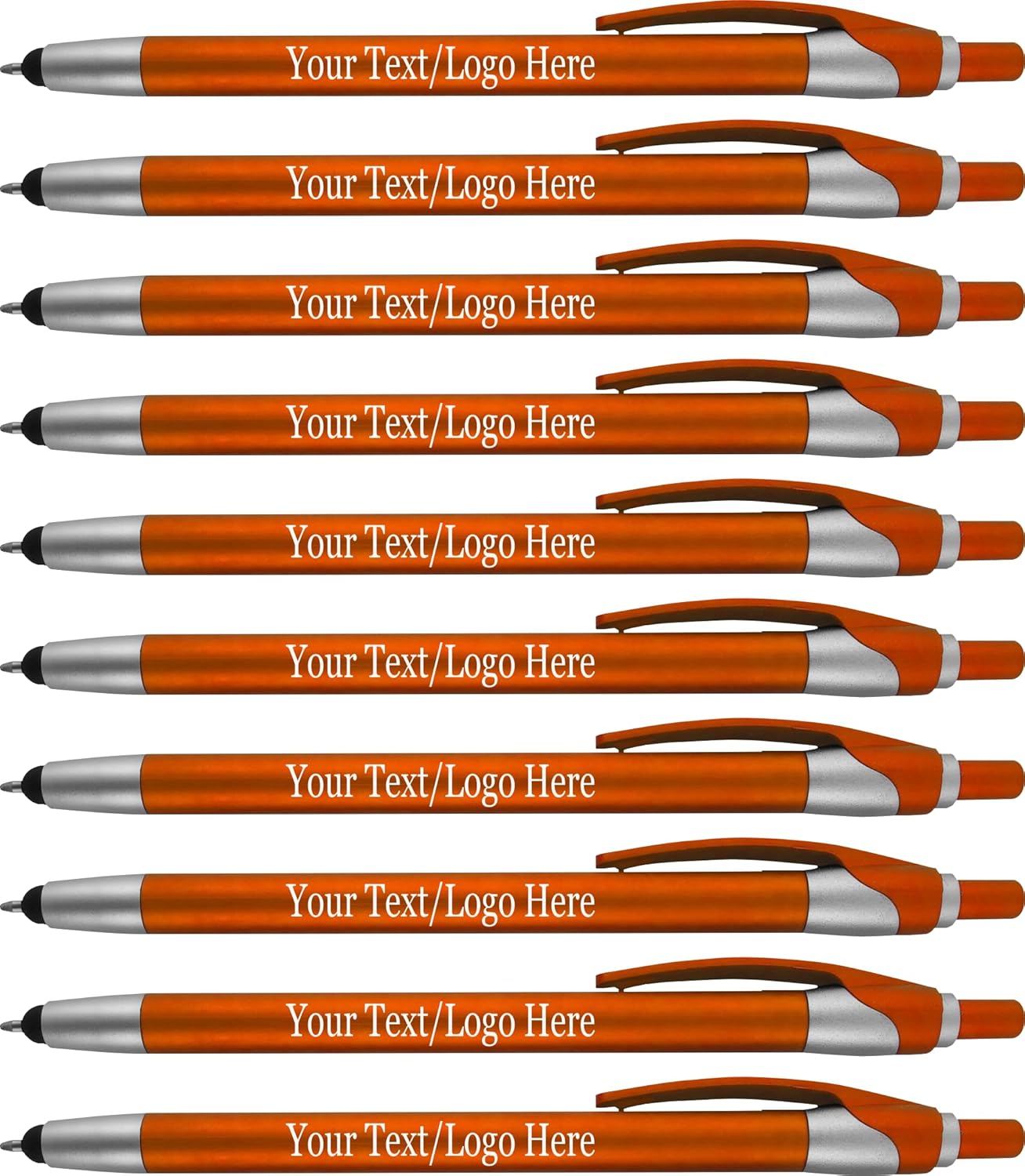 Personalized with Your Custom Logo or Text Pens-Pack of 450- for Marketing, Parties, and Events, 2 in 1 Capacitive Stylus & Ballpoint Pen Compatible with Touchscreen Devices, Blue Ink, Orange Pens