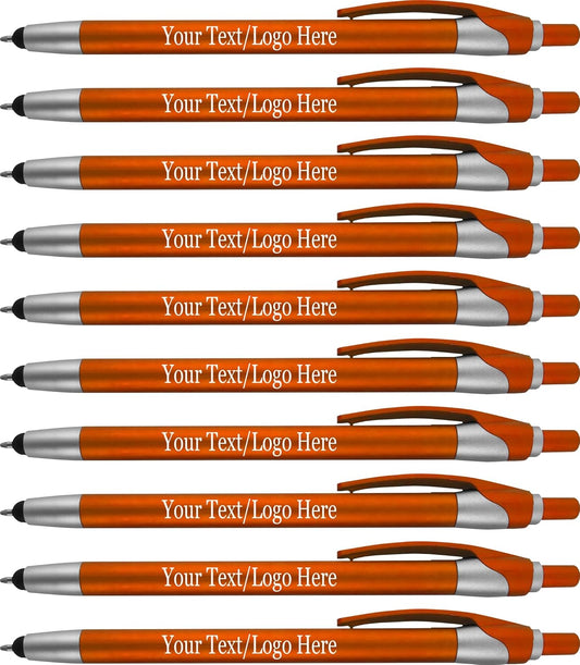 Personalized with Your Custom Logo or Text Pens-Pack of 450- for Marketing, Parties, and Events, 2 in 1 Capacitive Stylus & Ballpoint Pen Compatible with Touchscreen Devices, Blue Ink, Orange Pens