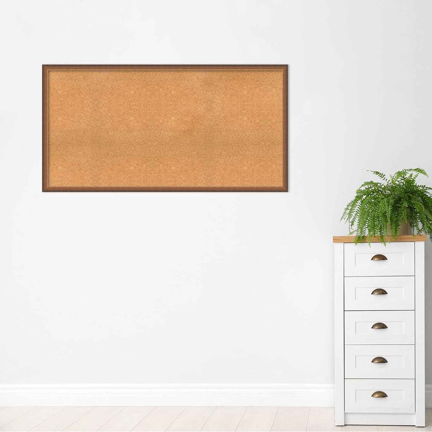 Amanti Art Natural Cork Board for Wall, 30x58 Vision Board with Bronze Frame, Oversize Corkboard Office Decor for Home Organization, Modern Corkboard Pinboard to Display Items for Home Organization