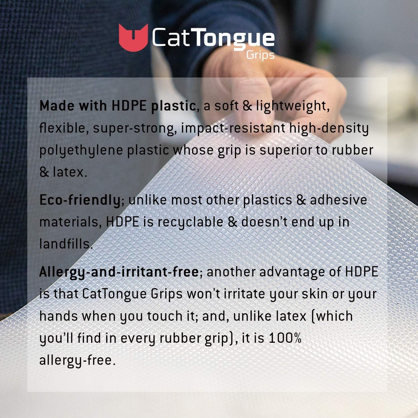 CatTongue Grips Non-Adhesive Anti-Slip Mat - Multi-Purpose Non-Slip Pad for Countertops, Desks, Tables & Workspaces - Ideal Desk Mat, Drawer Liner, Laptop Pad & More (Clear, 8” x 12”)