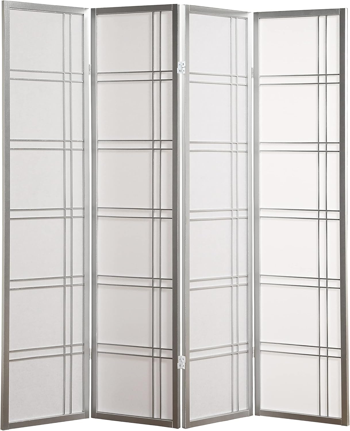 NicBex Room Divider 4 Panel Room Dividers with Paper-Looking Partition Room Dividers and Folding Privacy Screens Wall Divider for Home, Office, Room Separation,72" W x 1" D x 70" H, Silver