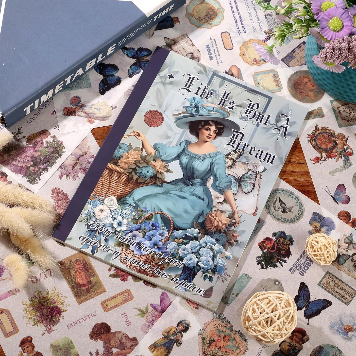 Auguro Vintage Scrapbook Stickers Book 24 Sheets 480 Pre-Cut People Stickers for Scrapbooking Washi Sticker Journal Sticker for Adults Junk Journal Supplies