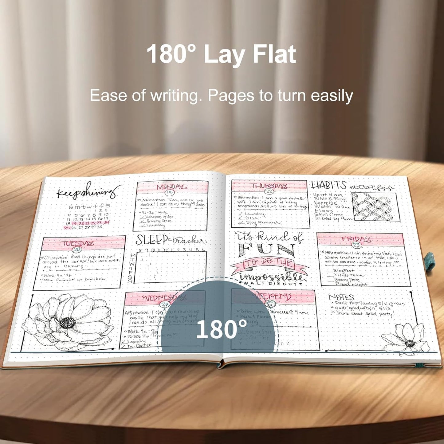 AHGXG Bullet Dotted Journal - Dot Grid Notebook Journal, 120 GSM Thick Acid-Free Paper, Large B5 Dotted Notebook 96 Pages, Leather Softcover, Inner Pocket, Journal Stencil, 7.6'' X 10'' - Gray Blue