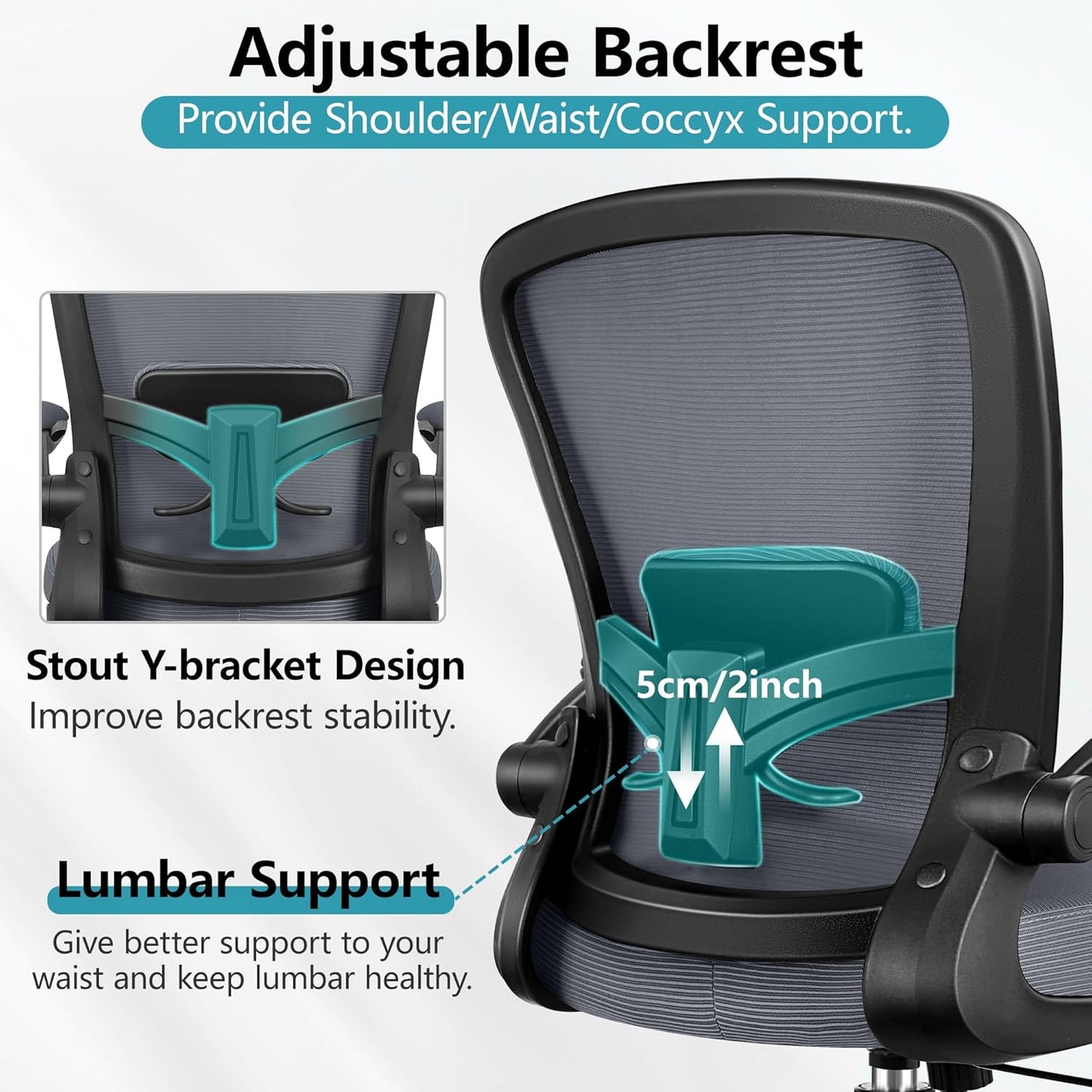 FelixKing Office Chair, Ergonomic Desk Chair Breathable Mesh Chairs with Adjustable High Back Lumbar Support Flip-up Armrests, Executive Swivel Comfy Task Computer Chairs for Home Office Dark Gray