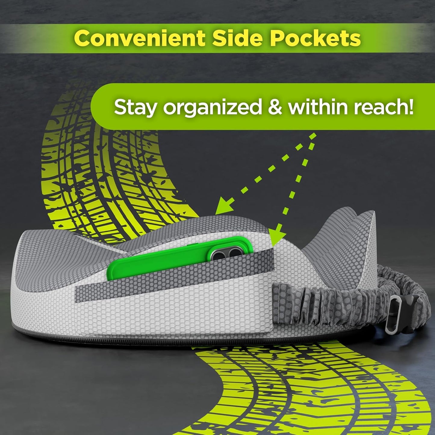 Large Truck Seat Cushion for Truck Driver Seat Cushion - Upgraded Back Support, CertiPUR-US® Certified - Thick Memory Foam, Pain Relief for Hours of Driving, Trucker Approved Big Rig - Gray