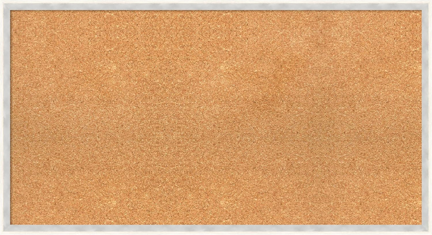 Amanti Art Natural Cork Board for Wall, 19x35 Vision Board with White Frame, Large Corkboard Office Decor for Home Organization, Modern Corkboard Pinboard to Display Items for Home Organization in