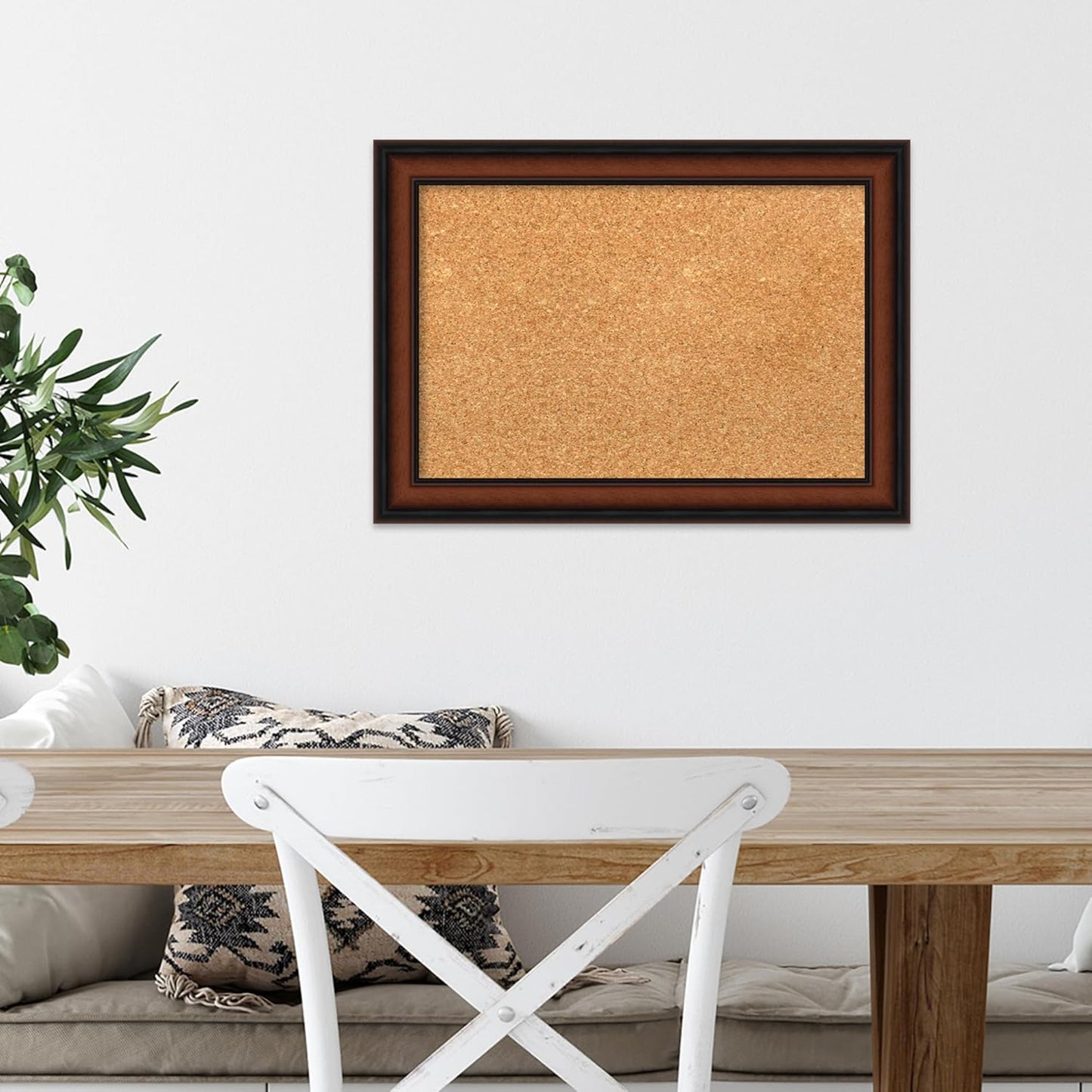 Amanti Art Natural Cork Board for Wall, 15x21 Vision Board with Brown Wood Frame, Small Corkboard Office Decor for Home Organization, Traditional Corkboard Pinboard to Display Items for Home