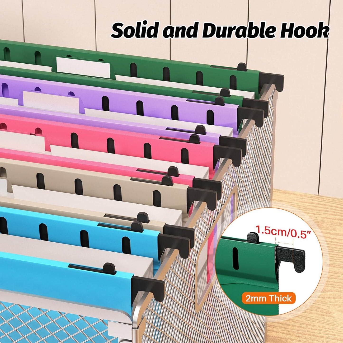 Extra Capacity Legal Size Plastic Hanging File Folders,12 Pack Reinforced Legal Size Hanging Folder with Heavy Duty 2 Inch Expansion,for Bulky Files, Medical Charts,Assorted Colors