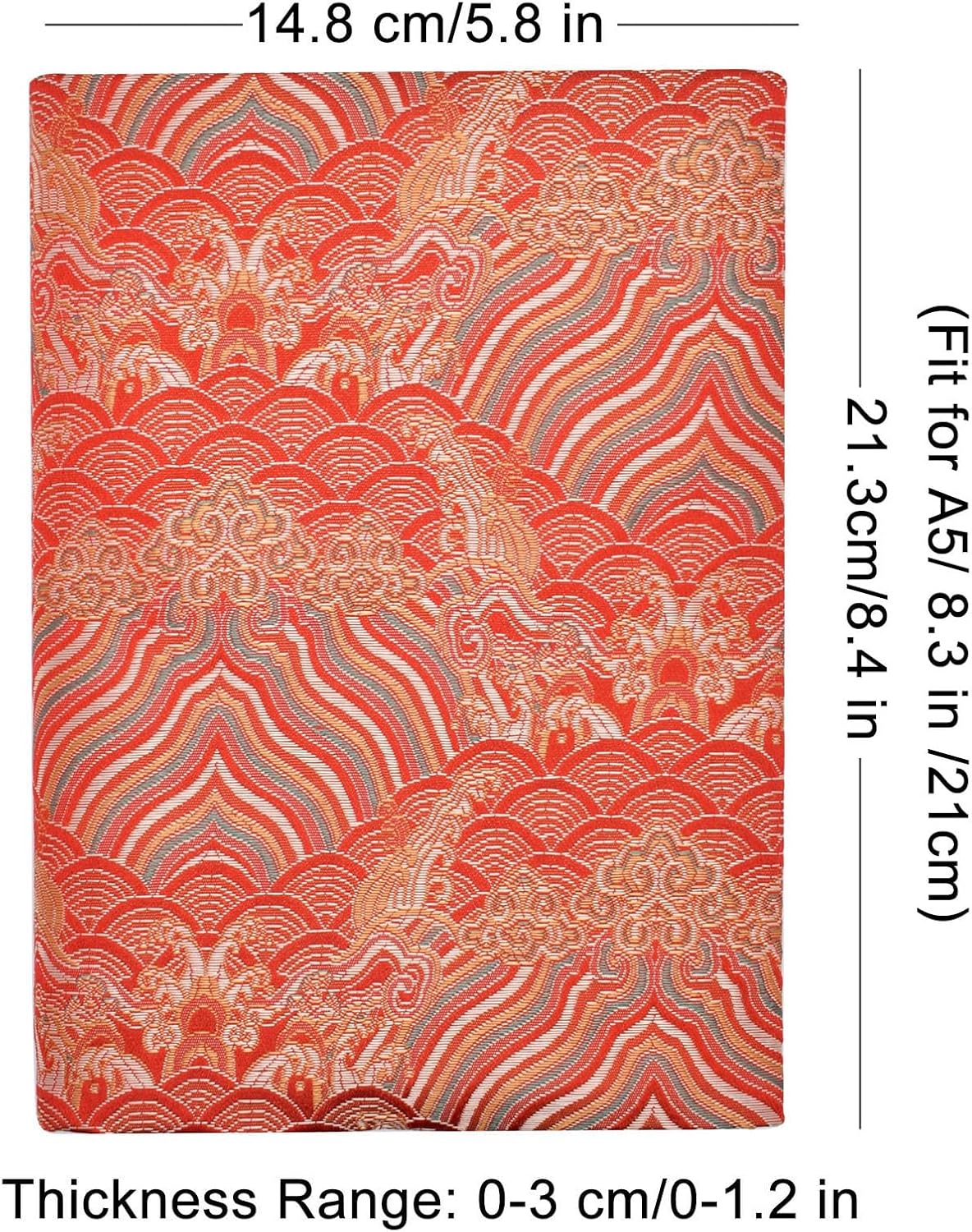 BLBMH A5 Book Covers with Bookmarks Adjustable Fabric Paperbacks Book Cover for Privacy Hardcover Softcover Novels Notebook Protector Fit for 5.5x8.3 inch - Chinese Red