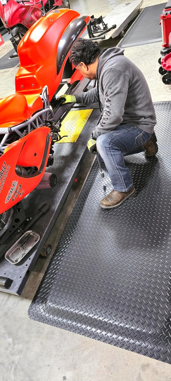 Rhino Mats, American Classic Diamond Anti-Fatigue Mats, Industrial Ergonomic Comfort Standing Mat for Work, Home, Garage, Office, Kitchen or Anywhere (Black 1" Thick, 3 FT. x 10 FT.)