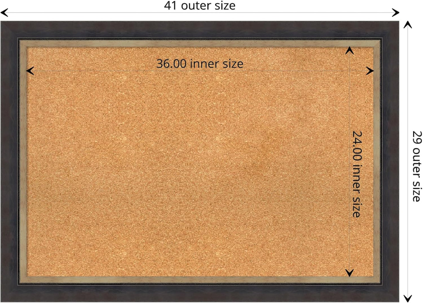 Amanti Art Natural Cork Board for Wall, 29x41 Vision Board with Black Wood Frame, Large Corkboard Office Decor for Home Organization, Casual Corkboard Pinboard to display items for home organization