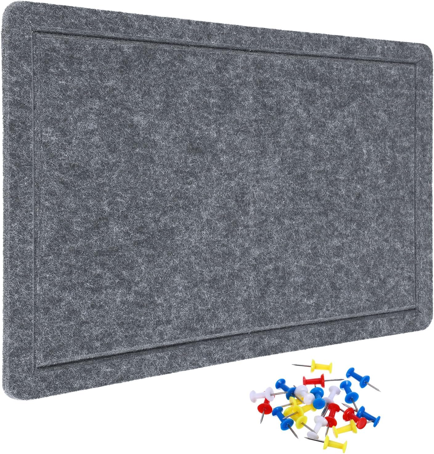 YOKIVE Felt Bulletin Board, 24 x 18 -Inch Foldable Decorative Pin Board Self Adhesive Felt Cork Board with 20 Pushpins, Great for Wall, Photo Display, Paste Note, Schedule(Gray)