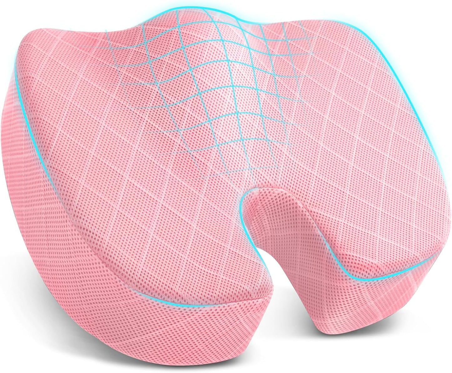 TushGuard Office/Car Seat Cushion, Non-Slip Sciatica & Back Coccyx Tailbone Pain Relief Chair Pad, Memory Foam Butt Pillow for Computer Desk, Wheelchair, Driving (Pink, X-Large)