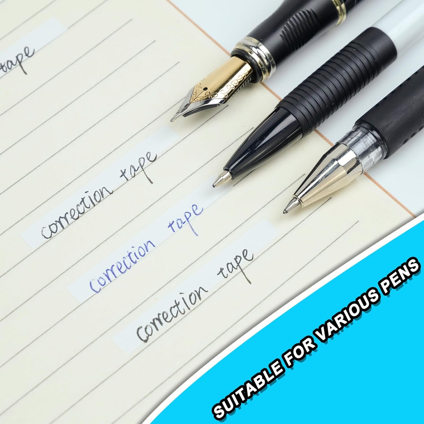 White Correction Tape, 12 Pack, 39.37 Feet Correction Tape for School And Office, writing supplies and correction supplies