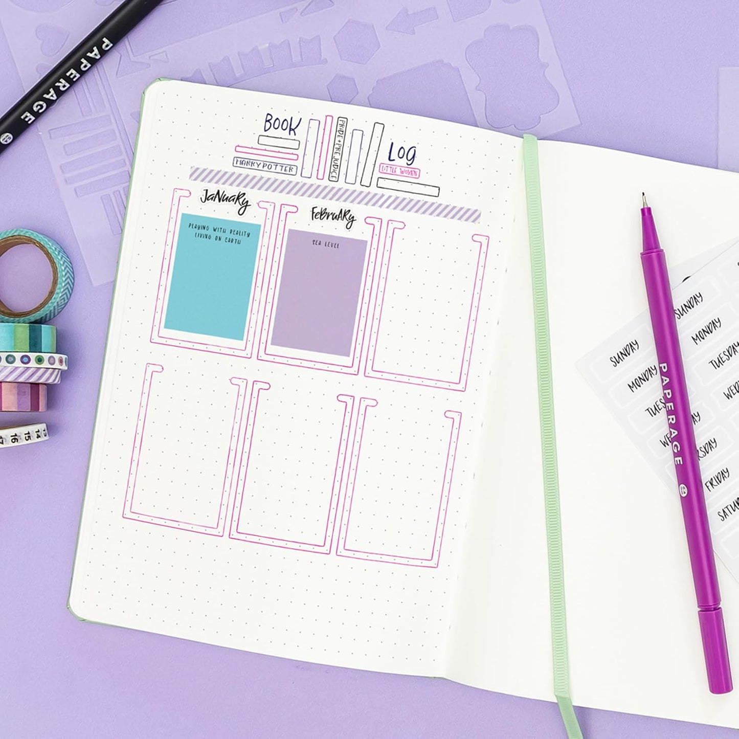 PAPERAGE Dotted Journal Notebook, (Black), 160 Pages, Medium 5.6 in x 8 in - 100 GSM Thick Paper – Hardcover Journaling Notebook for Work, School & Bullet Journaling