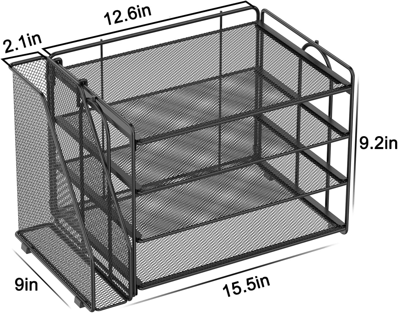 Spacrea Desk Organizers and Accessories, Paper Organizer for Desk with File Organizer, Desk Accessories & Workspace Organizers for Office Supplies (Black)