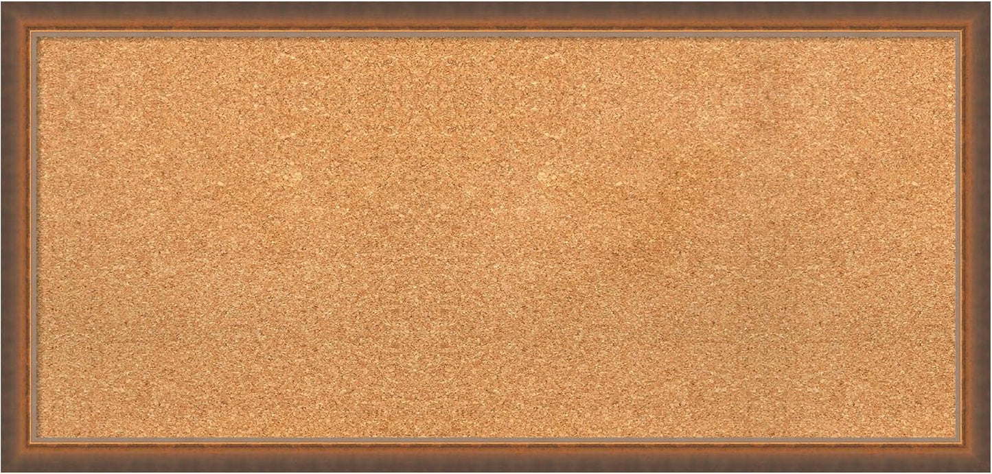 Amanti Art Natural Cork Board for Wall, 18x38 Vision Board with Bronze Frame, Medium Corkboard Office Decor for Home Organization, Modern Corkboard Pinboard to Display Items for Home Organization in