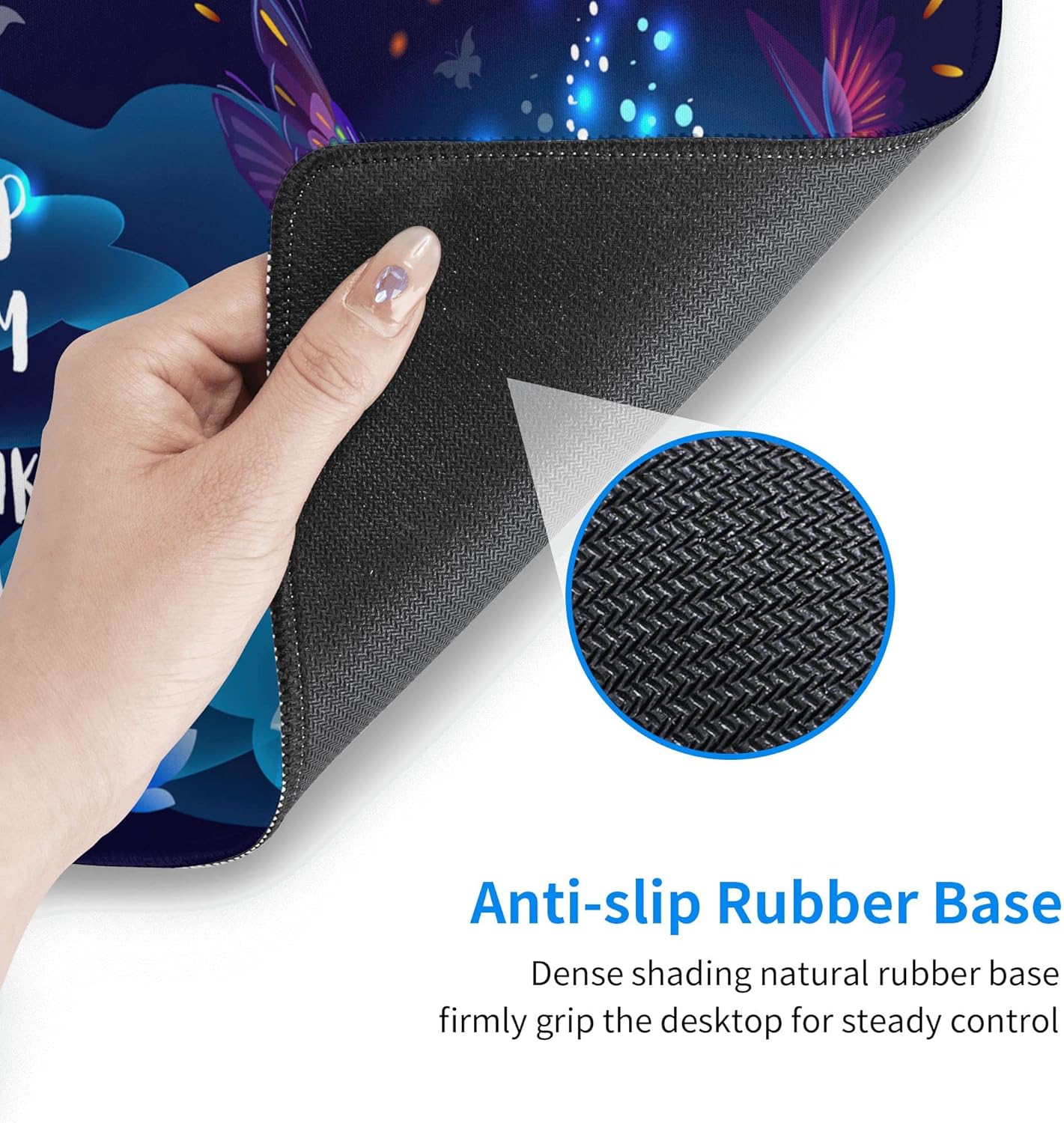 Desk Mat,Hummingbirds and Lotus Extended Gaming Mouse Pad for Office Work & Game,Computer Keyboard Mouse Mat Desk Non-Slip Rubber Base Large Mousepad with Stitched Edges, 31.5x15.7inch