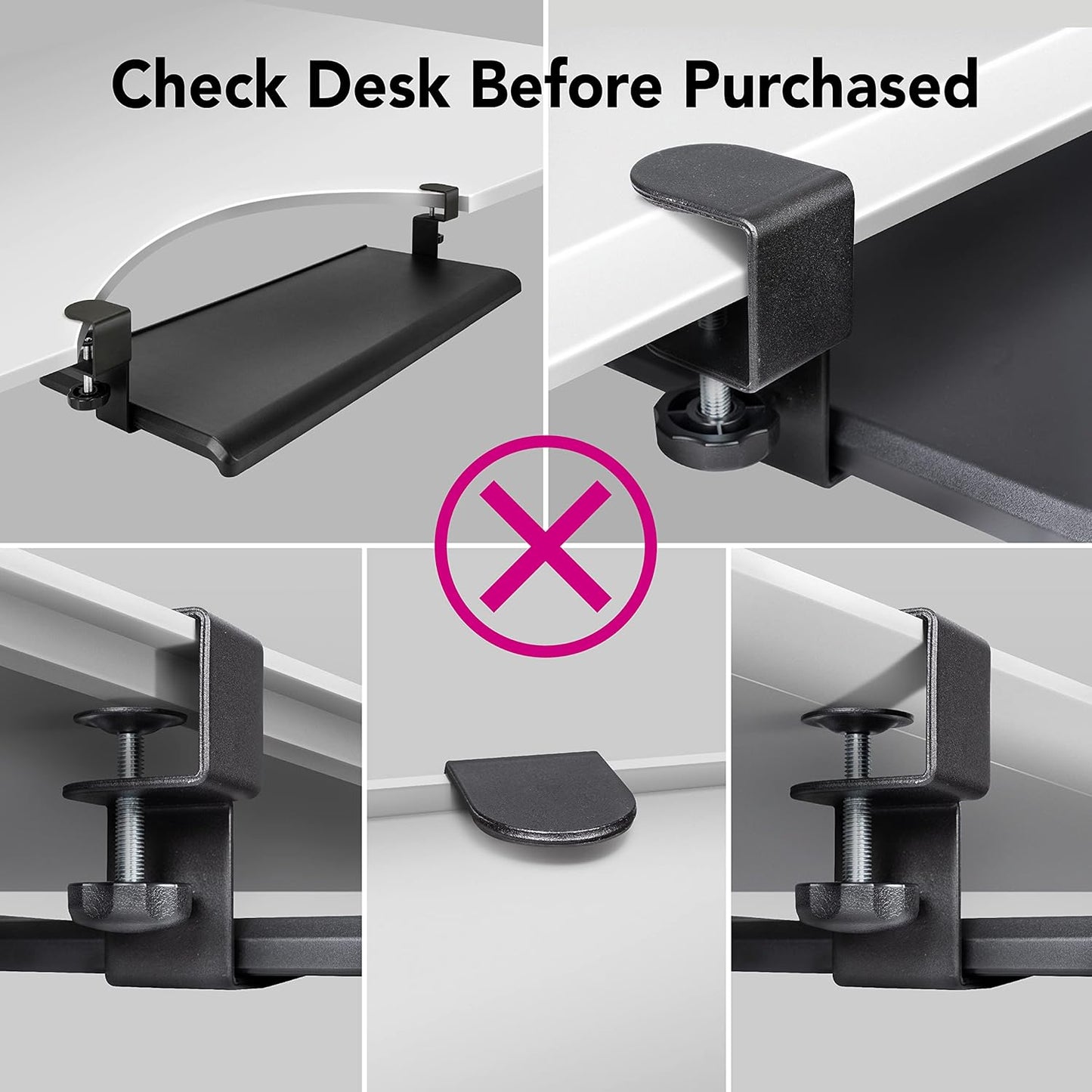 EHO Clamp-On Retractable Adjustable Keyboard Tray, Under Desk Ergonomic Keyboard Tray - Easy Tool-Free Install - Large Surface 27.5" (31.8" Including Clamps) x 12.5" Home & Office