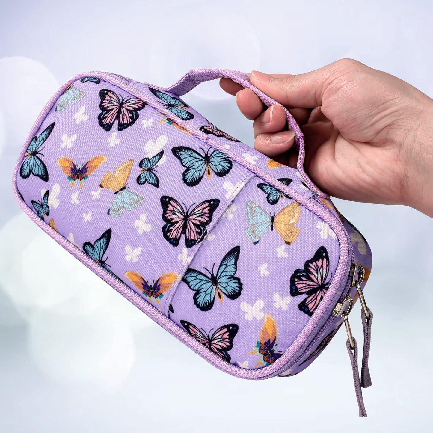 Choco Mocha Butterfly Pencil Case for Girls, Soft Pencil Case Kids Pencils Pouch for Kindergarten Girls, Purple