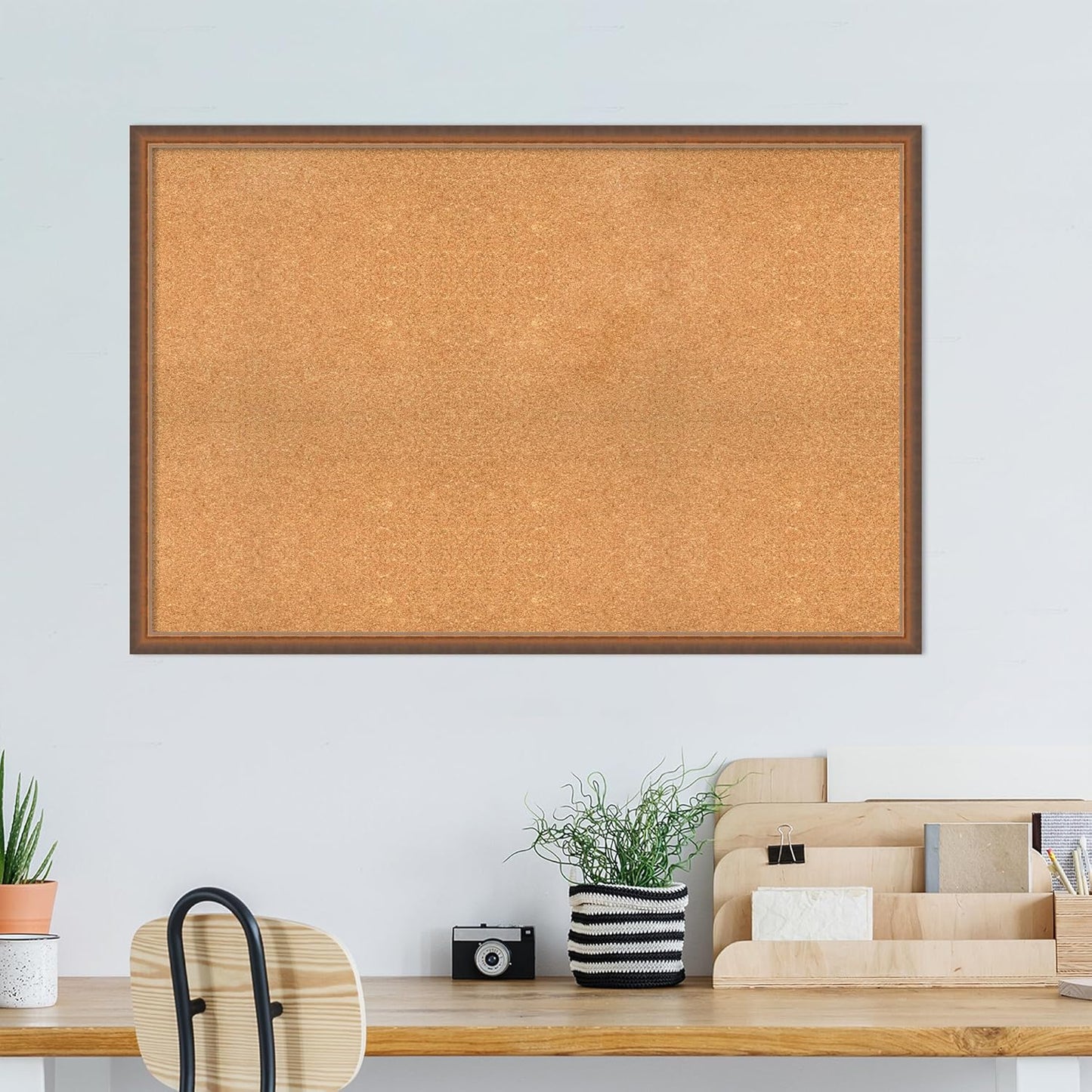 Amanti Art Natural Cork Board for Wall, 32x48 Vision Board with Bronze Frame, Oversize Corkboard Office Decor for Home Organization, Modern Corkboard Pinboard to Display Items for Home Organization