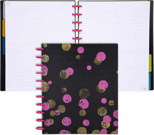 Talia Discbound Notebooks, Planner, Customizable, (xBounce Maroon w/Pink Discs, Letter (8.5in x 11in))
