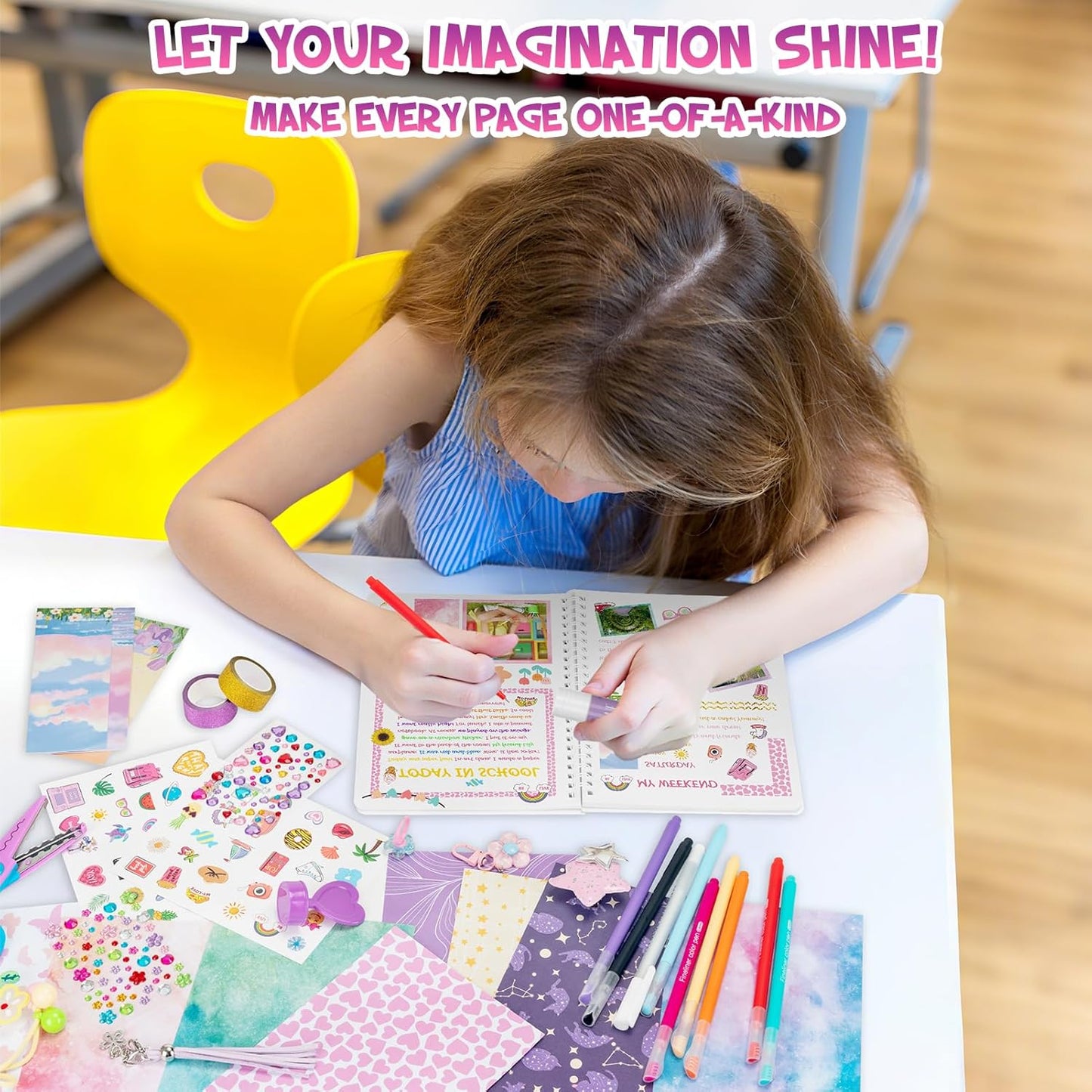 QIYVLOS 2 Pack DIY Journal Kit, Scrapbook Kit Toys for ages 8-13, Birthday Stationary Journaling Supplies Set Arts and Crafts Gifts for Teen Girls Ages 8 9 10 11 12 13 14 Year Old