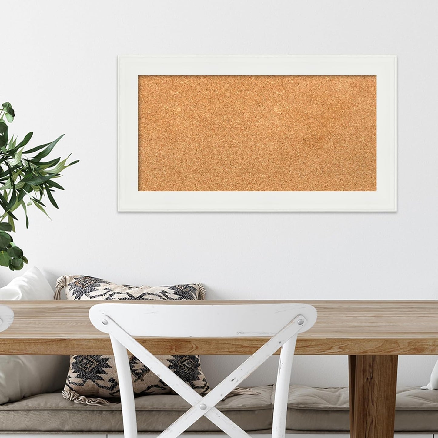 Amanti Art Natural Cork Board for Wall, 15x27 Vision Board with White Frame, Small Corkboard Office Decor for Home Organization, Casual Corkboard Pinboard to Display Items for Home Organization in